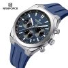 Naviforce 8080 Silver Case Black Dial Men's Watch with Black Silicone Strap