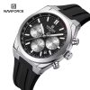 Naviforce 8080 Silver Case Black Dial Men's Watch with Black Silicone Strap
