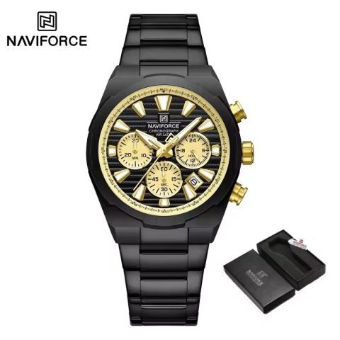 Naviforce 8081 watch for men-Black Gold