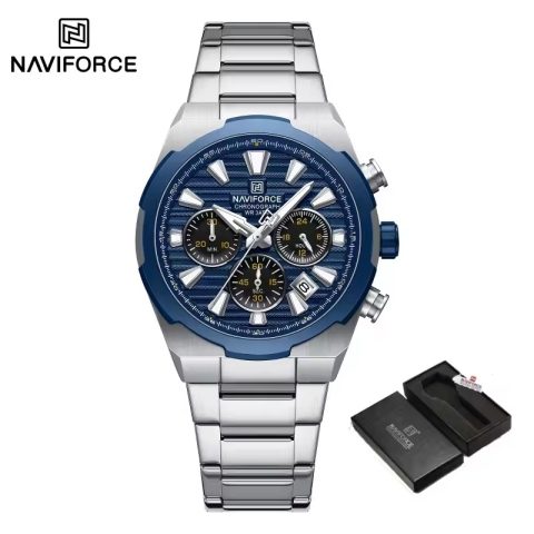 Naviforce 8081 watch for men-Silver Blue