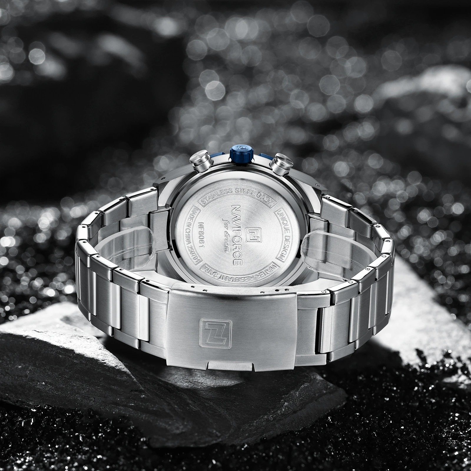 Naviforce 8081 watch for men-Silver Blue2 Naviforce 8081 watch for men-Silver Blue