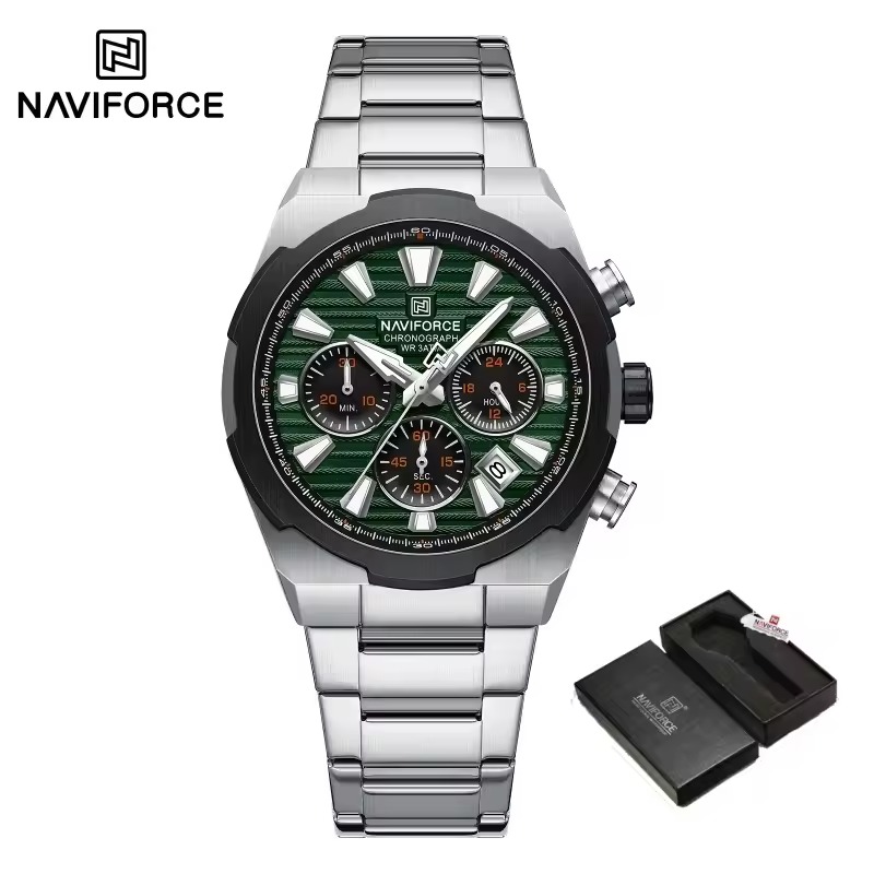 Naviforce 8081 watch for men-Silver Green Naviforce 8081 watch for men-Silver Green