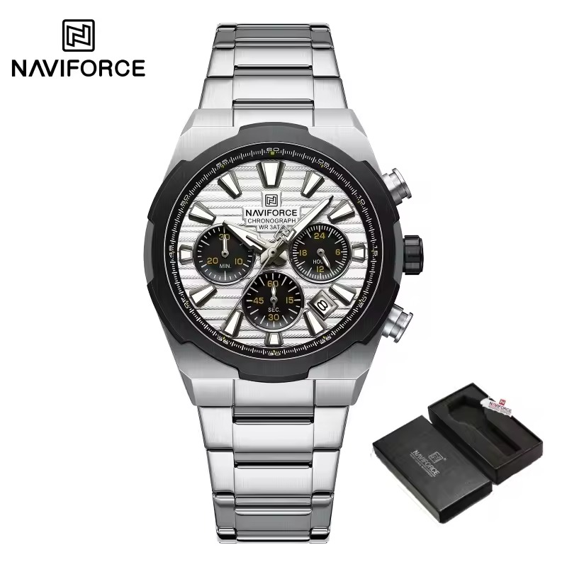 Naviforce 8081 watch for men-Silver white Naviforce 8081 watch for men-Silver white