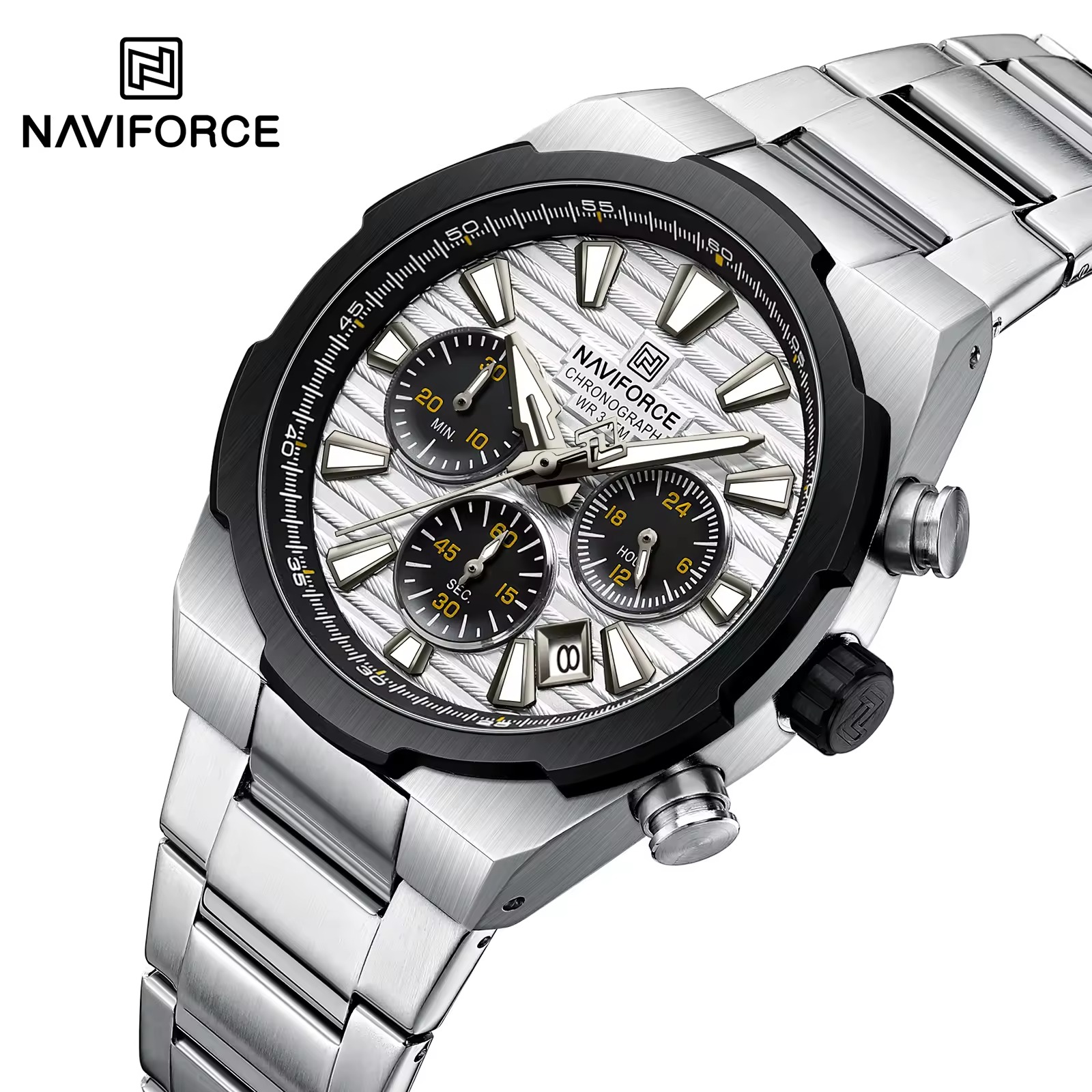 Naviforce 8081 watch for men-Silver white Naviforce 8081 watch for men-Silver white