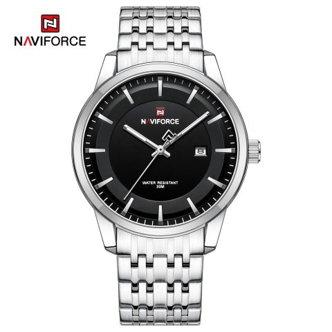 Naviforce 9228 Watch For Men - Silver Black