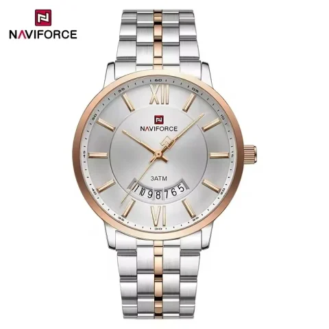 Naviforce 9238 Watch For Men - Silver Rose