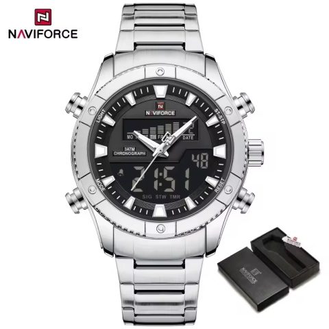 Naviforce 9259 Watch  For Men -  Silver Black