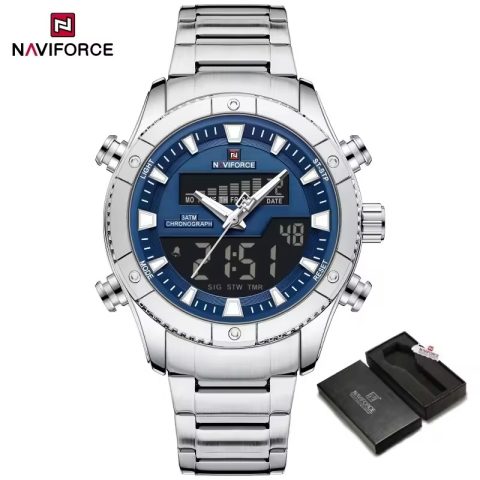 Naviforce 9259 Watch  For Men - Silver Blue