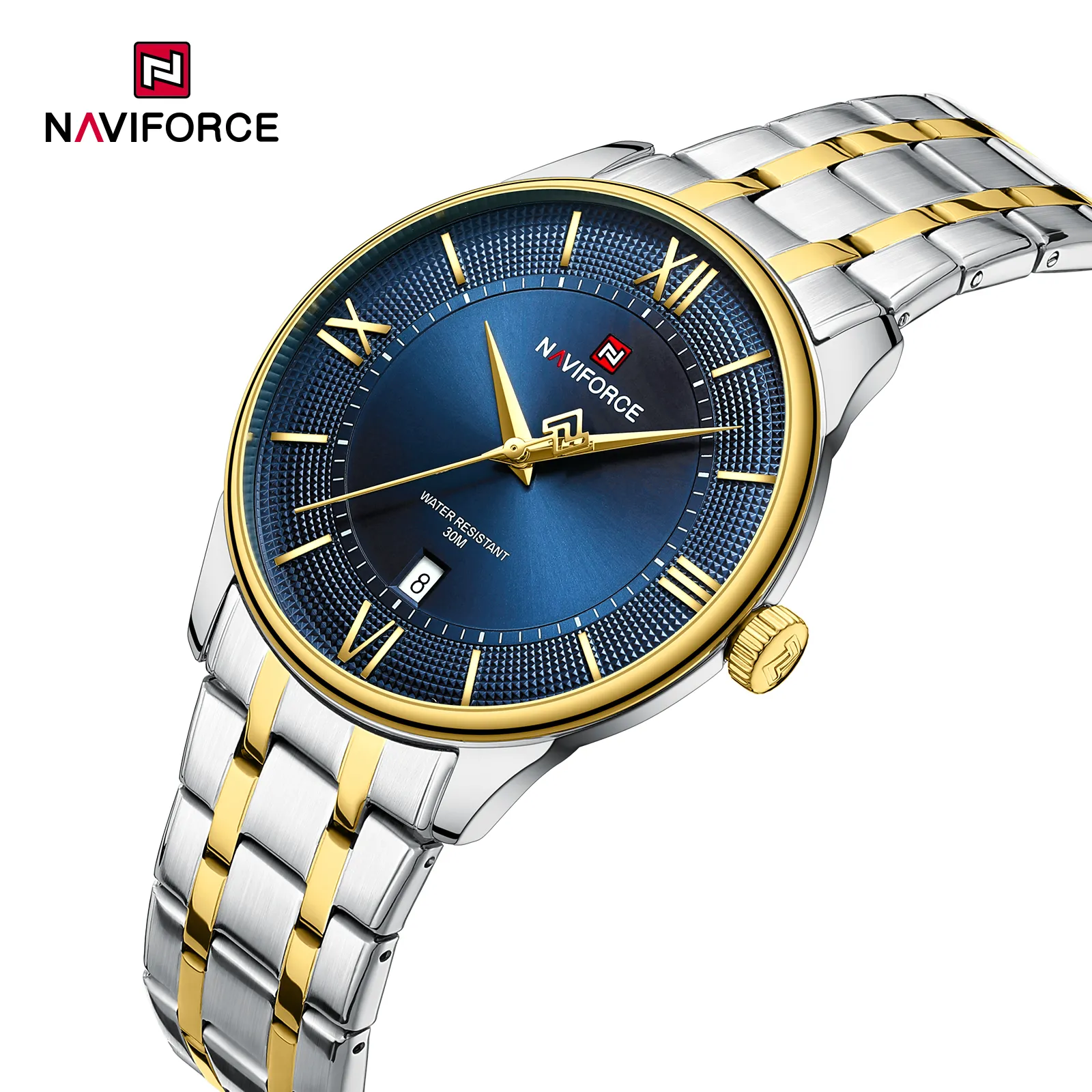 Naviforce 9262 watch for men CH-Gold Blue1 Naviforce 9262 Chain watch for men CH-Gold Blue