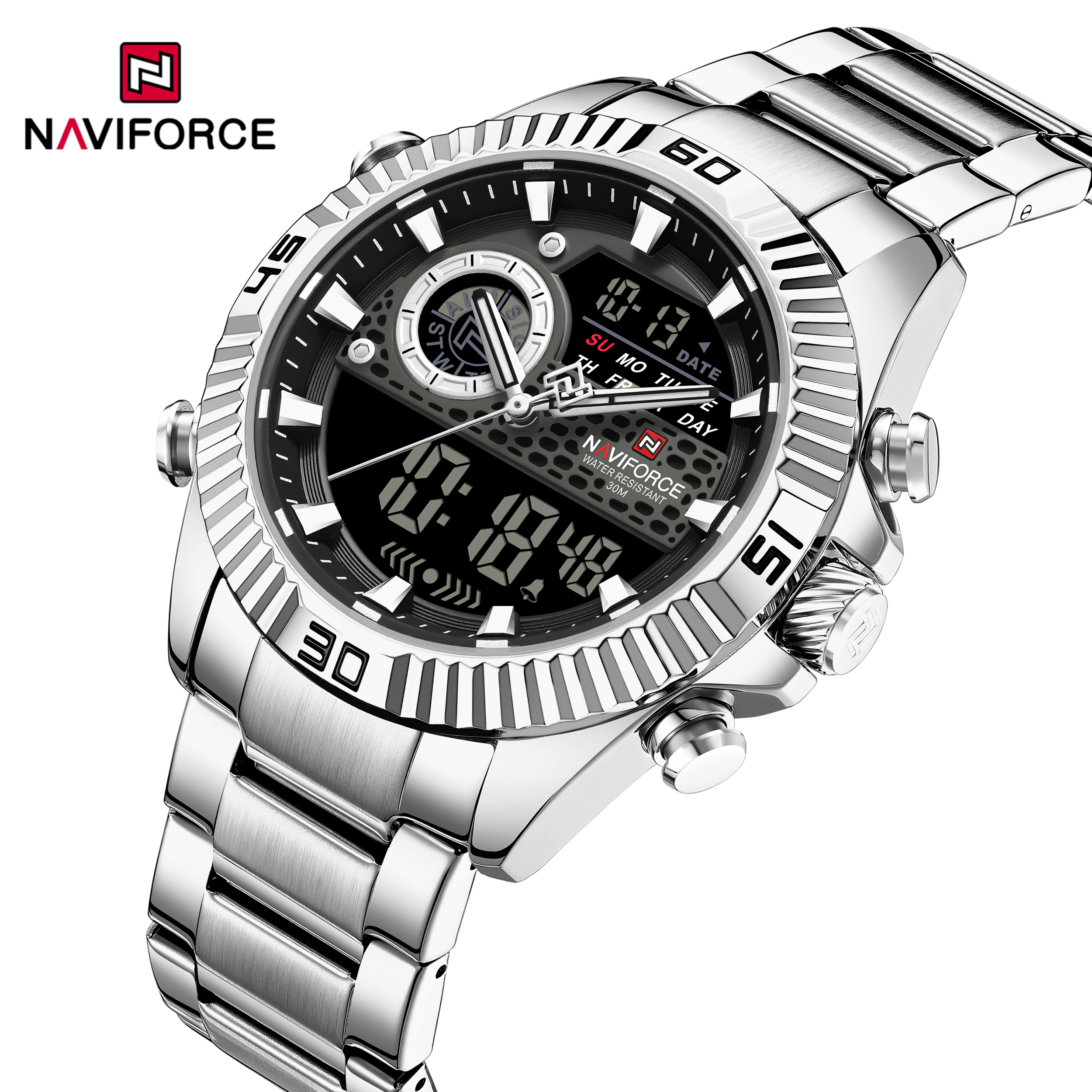 Naviforce 9262 watch for men CH-Silver Black1 Naviforce 9262 watch for men CH-Silver Black