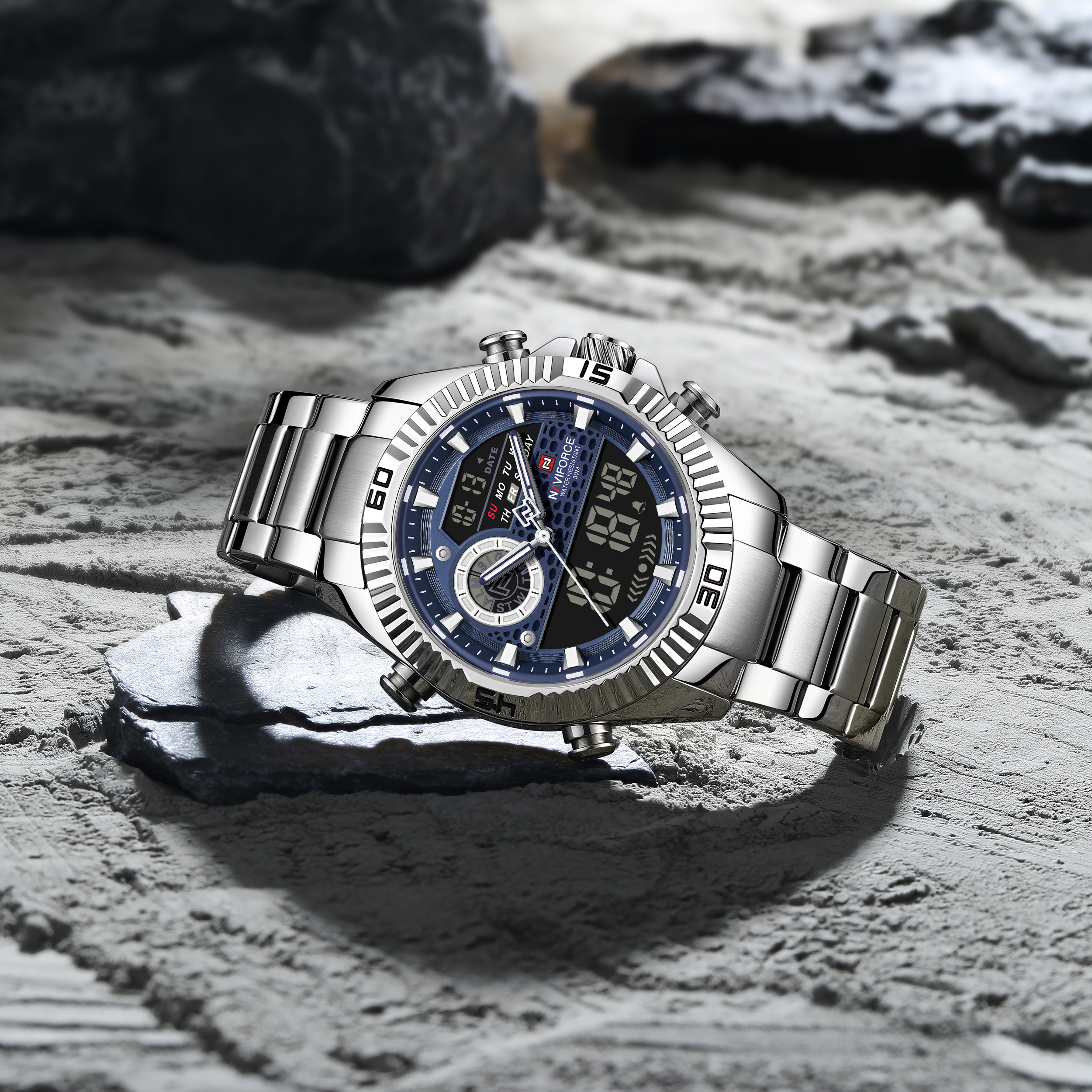 Naviforce 9262 watch for men CH-Silver Blue3 Naviforce 9262 Chain watch for men CH-Silver Blue