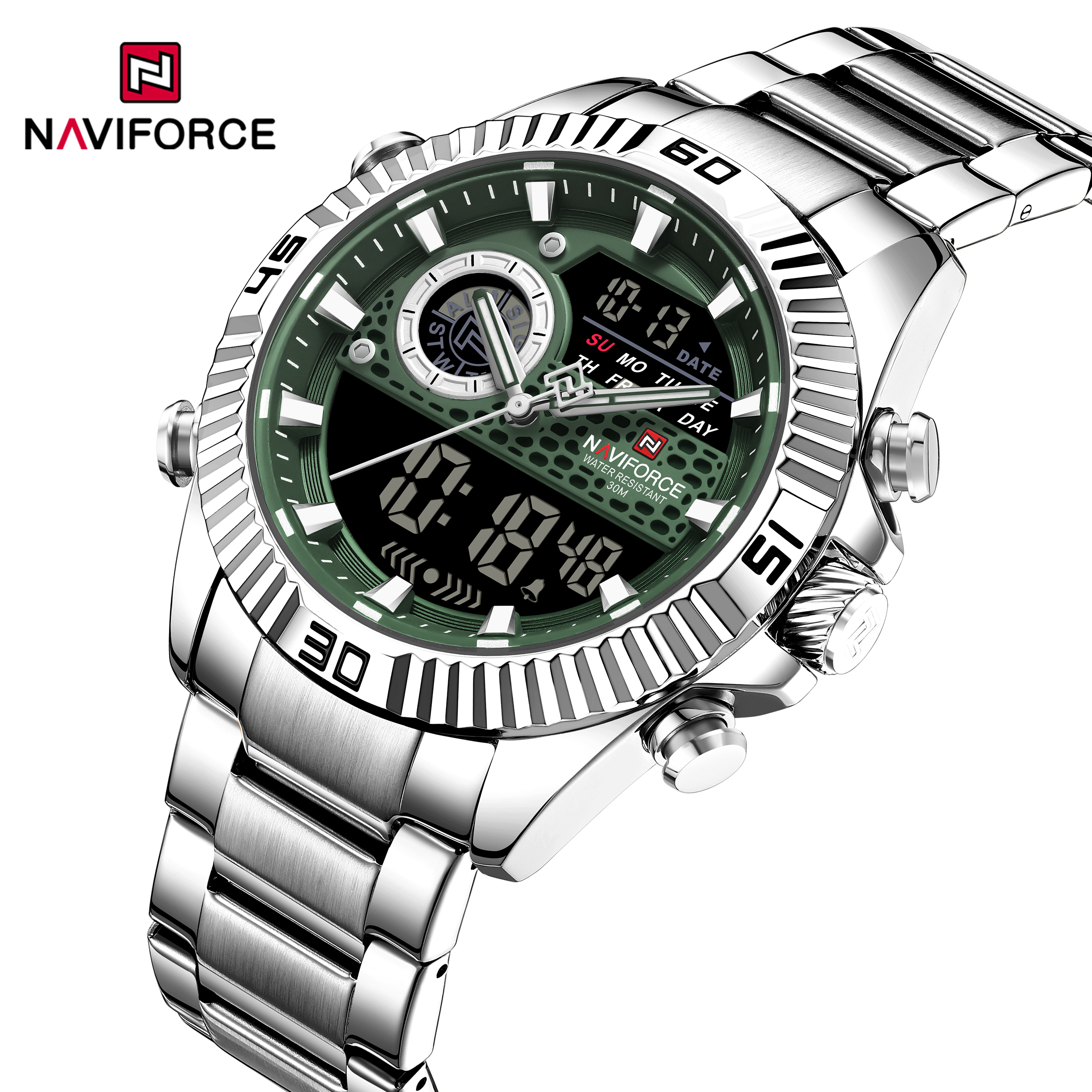 Naviforce 9262 watch for men CH-Silver Green1 Naviforce 9262 watch for men CH-Silver Green