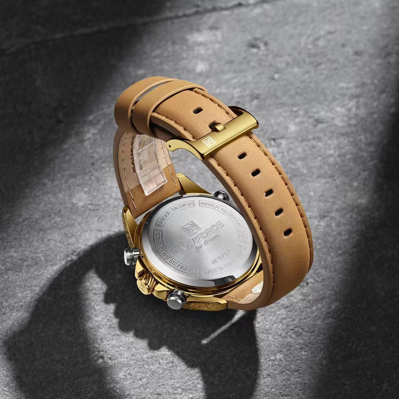 Naviforce 9262 watch for men-Gold2 Naviforce 9262 Belt watch for men-Gold
