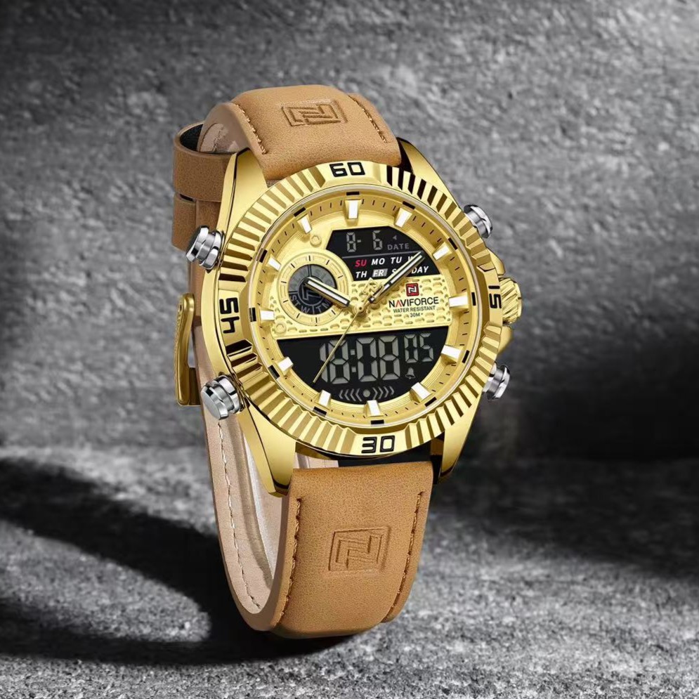 Naviforce 9262 watch for men-Gold4 Naviforce 9262 Belt watch for men-Gold