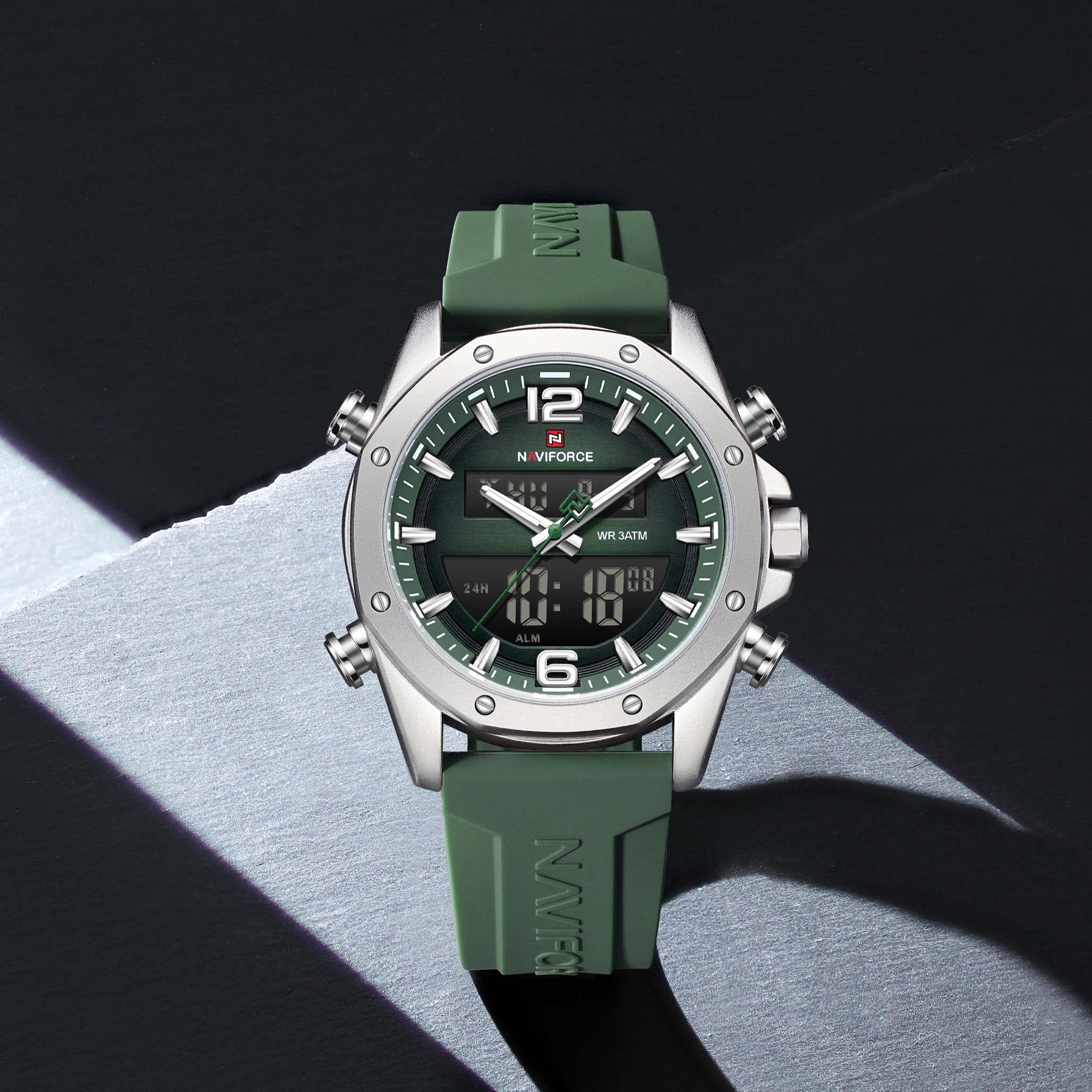 Naviforce 9264 watch for men-Green Naviforce 9264 watch for men-Green