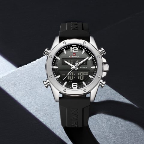 Naviforce 9264 watch for men-Silver Black