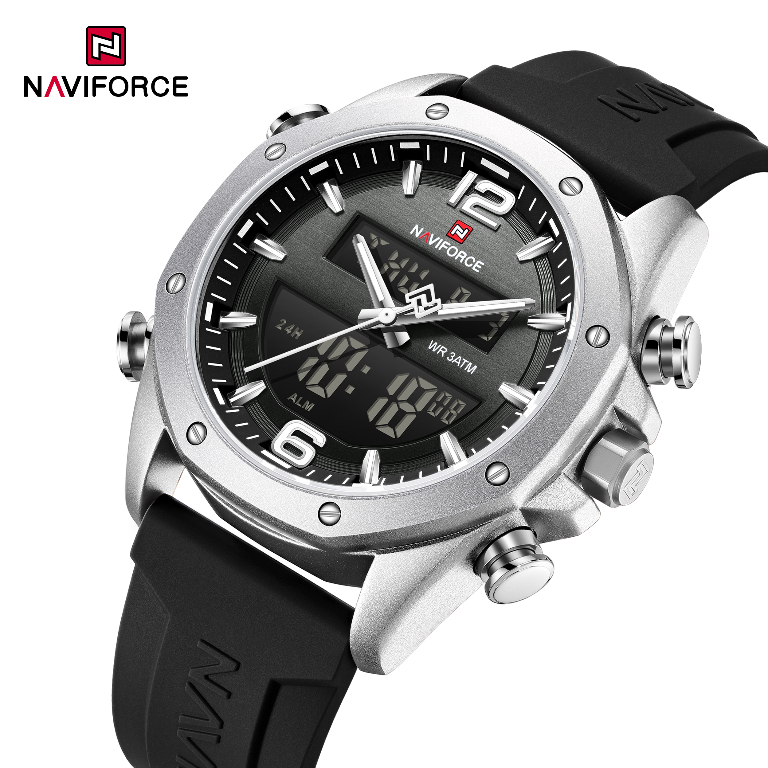 Naviforce 9264 watch for men-Silver Black2 Naviforce 9264 watch for men-Silver Black