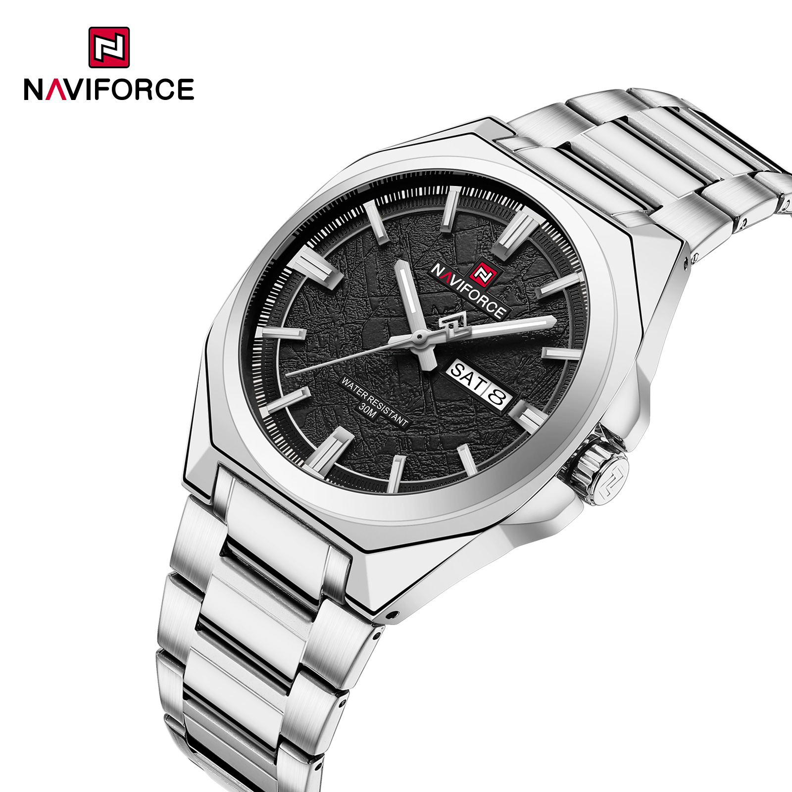 Naviforce 9273 watch for men-Silver Black Naviforce 9273 watch for men-Silver Black