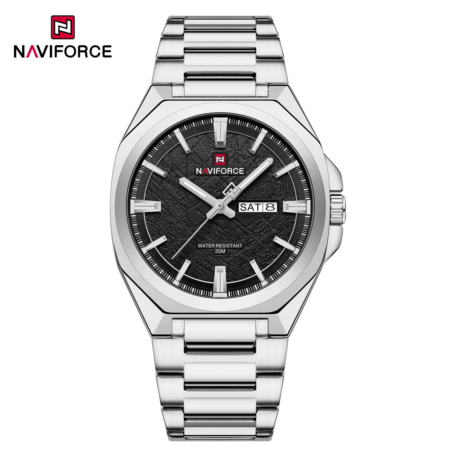 Naviforce 9273 watch for men-Silver Black Naviforce 9273 watch for men-Silver Black