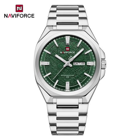 Naviforce 9273 watch for men-Silver Green