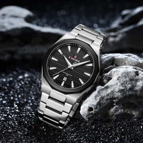 Naviforce 9274 Watch For Men - Silver Black