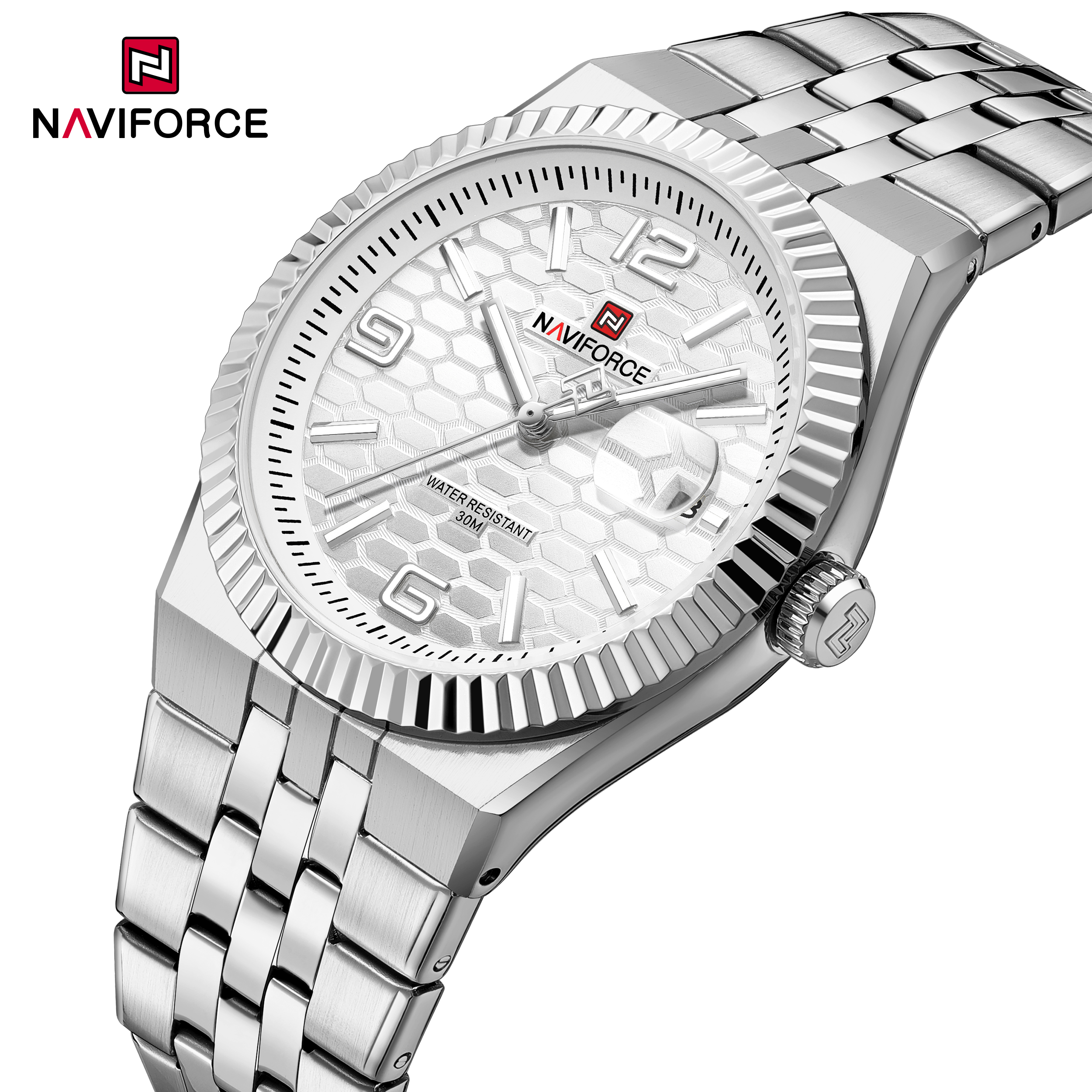 Naviforce 9277 Men's Watch - Silver White 1