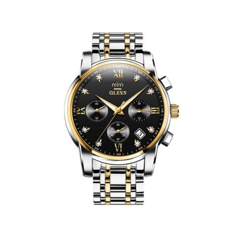 OLEVS 2858 Watch For Men-Silver Gold & Black
