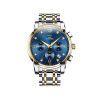 OLEVS 2858 Watch Men-Silver Gold & Blue