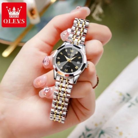 OLEVS 9931 Original For Women Watch - Golden Silver and Black