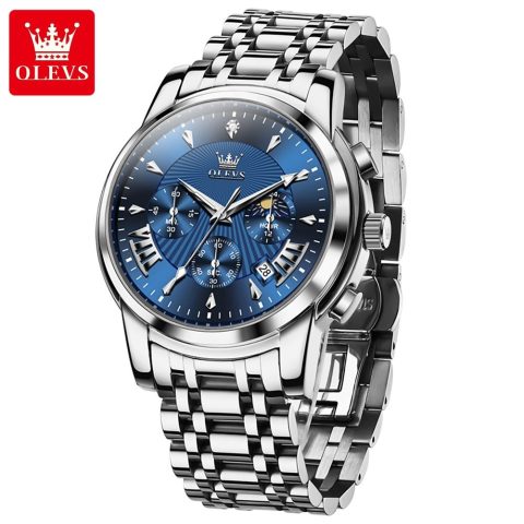 OLEVS 2892 Chronograph Mens Watch-Silver Blue