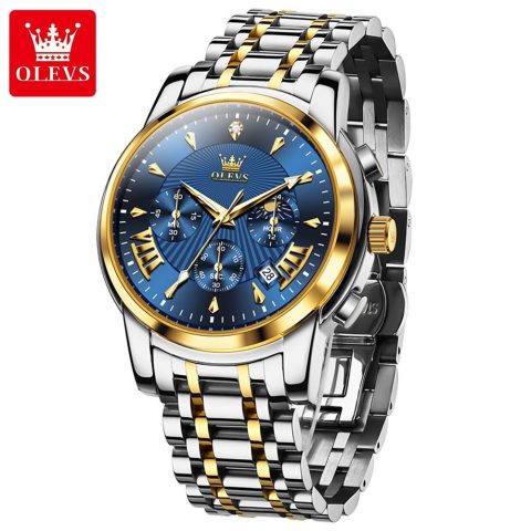 OLEVS 2892 Chronograph Mens Watch-Golden Blue
