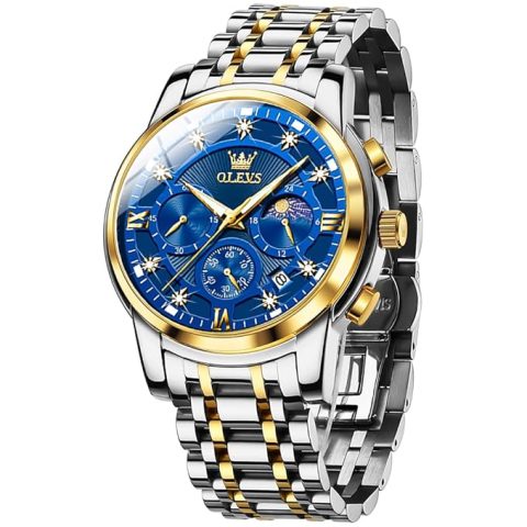 OLEVS 2951 Chronograph Mens Watch-Gold Blue