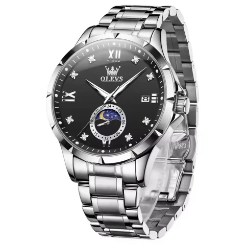 Olevs 2956 Watch For Men – Silver Black