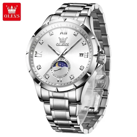 Olevs 2956 Watch For Men – Silver White