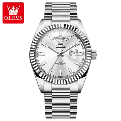 Olevs 5650 Watch For Men - Silver