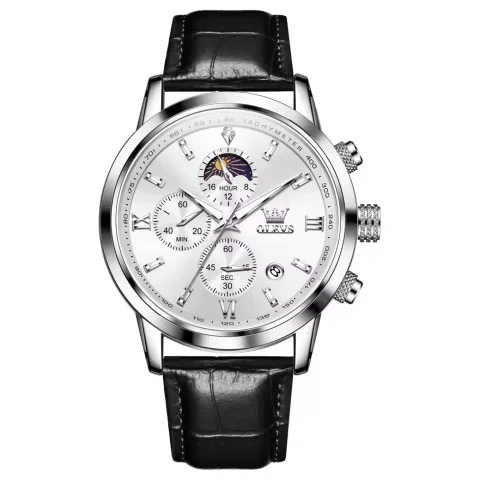 Olevs 9812 Watch For Men - Black White