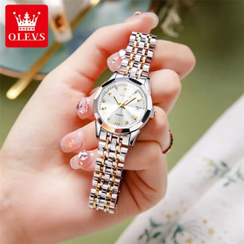 OLEVS 9931 Original For Women Watch- Golden Silver White