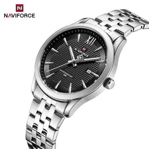 Naviforce 9255 Watch For Men - Silver Black