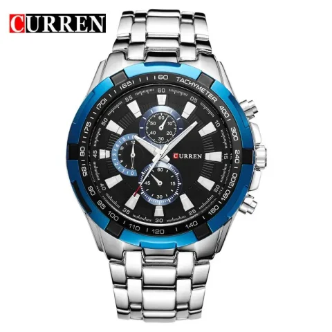 CURREN 8023 Watch for Men - Silver Blue & Black