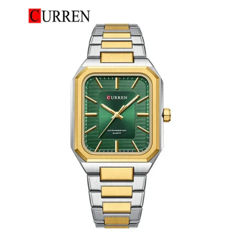 CURREN 8457 Watch For Men's - Golden Silver and Green