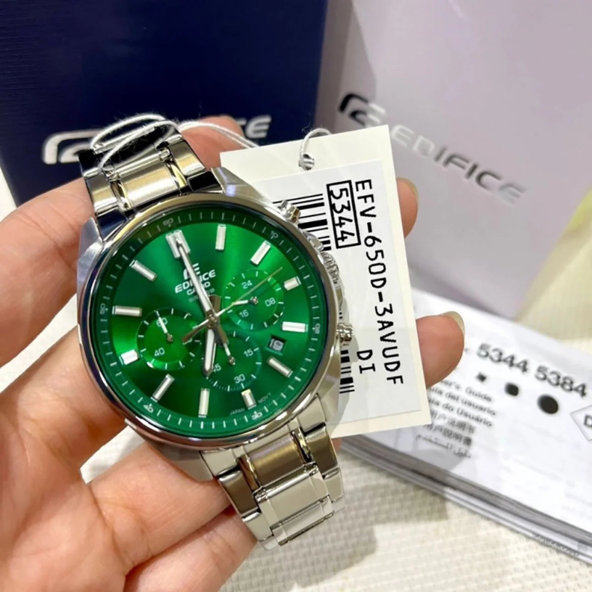 Casio Edifice Green Dial Chronograph Men's Watch EFV-650D-3AVUDF 12 Casio Edifice Green Dial Chronograph Men's Watch EFV-650D-3AVUDF