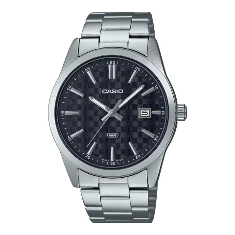 Casio MTP-VD03D-1AUDF Men's Silver Stainless Steel Watch with Black Dial
