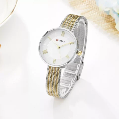 Curren 9020 Watch For Women-Silver Gold