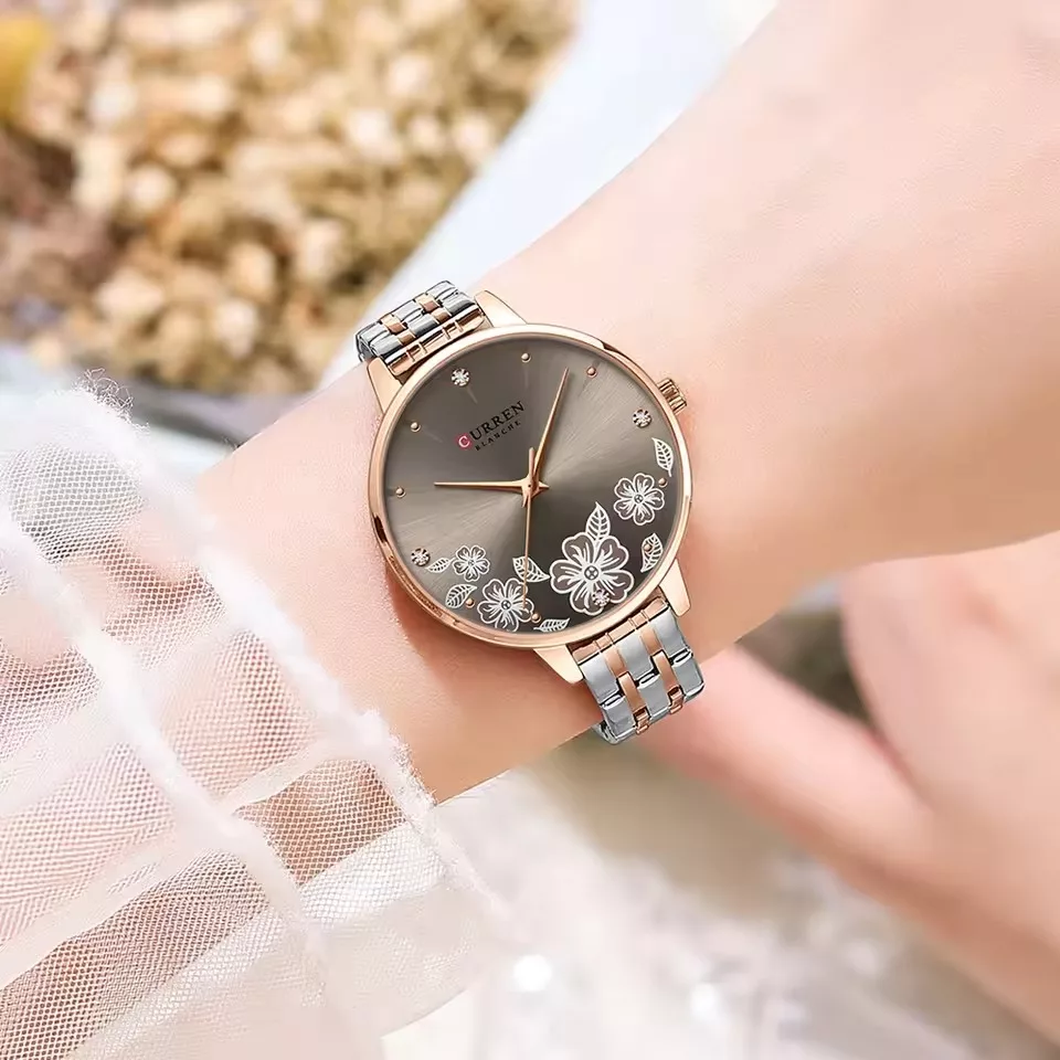 Curren 9068 Watch For Women-Silver Rose3 Curren 9068 Chain Watch For Women-Silver Rose