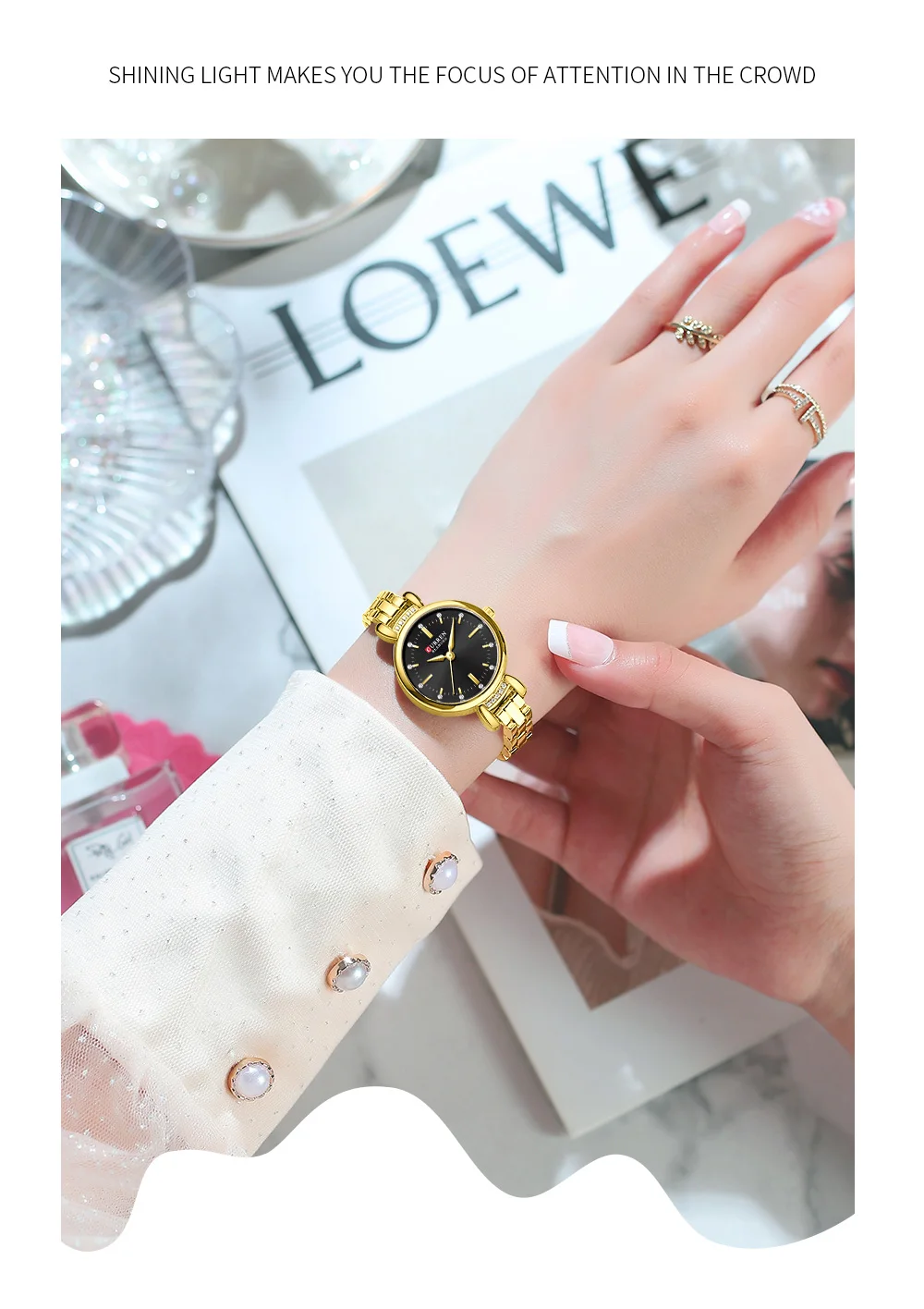 Curren 9098 Watch For Women - Black Gold 1 Curren 9098 Watch For Women - Black Gold