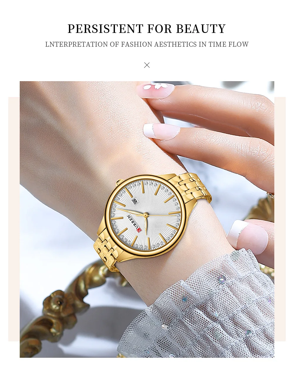 Curren 9099 Watch For Women - Silver 2 Curren 9099 Watch For Women - Gold White