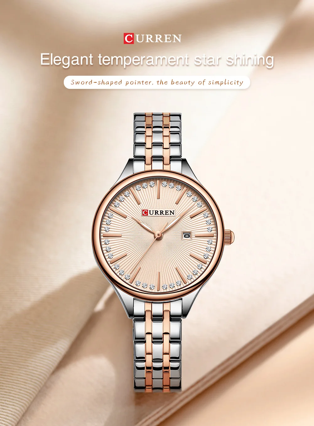Curren 9099 Watch For Women - Silver Rose2 Curren 9099 Watch For Women - Silver Rose
