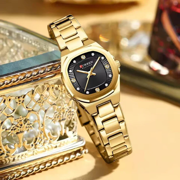 Curren 9104 Watch For Women-Gold Black1 Curren 9104 Watch For Women-Gold Black1