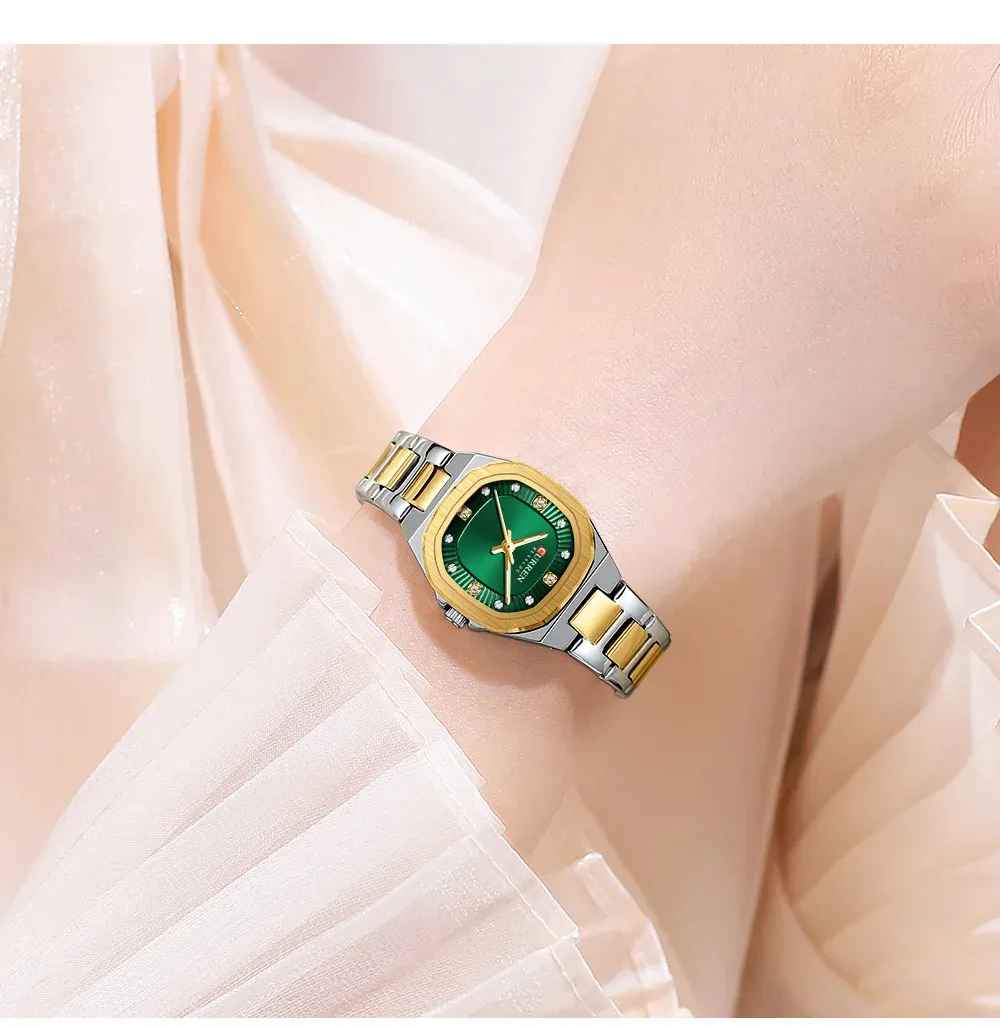 Curren 9104 Watch For Women - Siver Gold Green Curren 9104 Watch For Women - Siver Gold Green