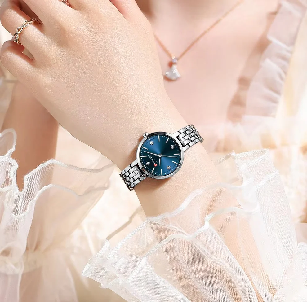 Curren 9106 Watch For Women-Silver Blue1 Curren 9106 Watch For Women-Silver Blue1